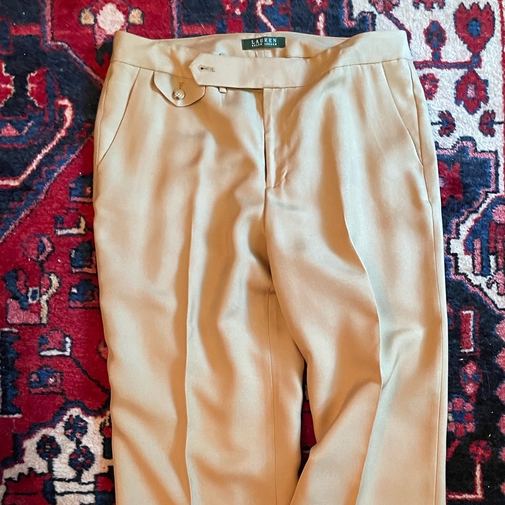 Ralph Lauren tan silk wide leg dress pants